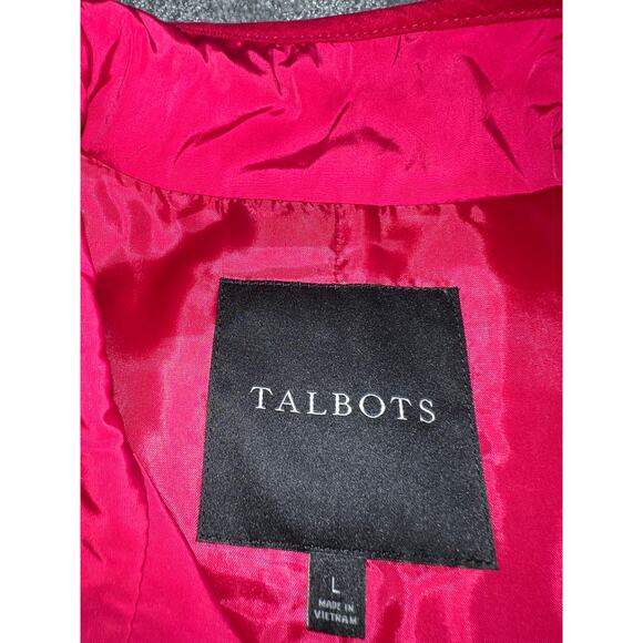 Talbots Size Large Quilted VEST Pink Diamond Wool Blend Snap Front 12 /14 Berry - Picture 7 of 8